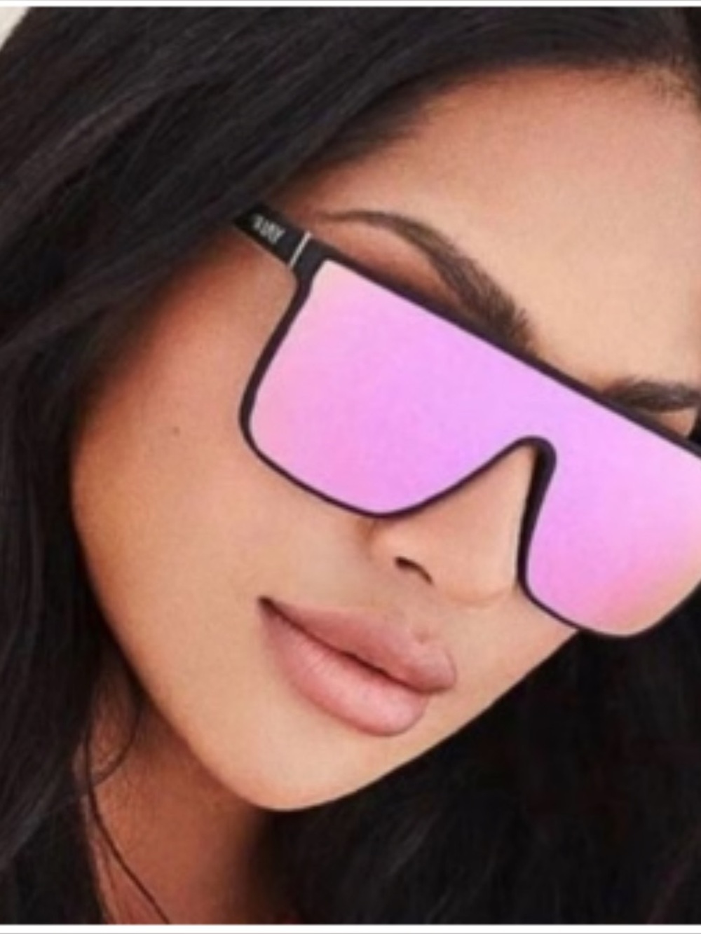 Quay Australia Black Frame Sunglasses with Gradient Red/Brown Lens